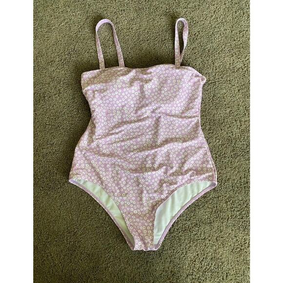 Purple Daisy Modest One Piece Swimsuit - Picture 1 of 7
